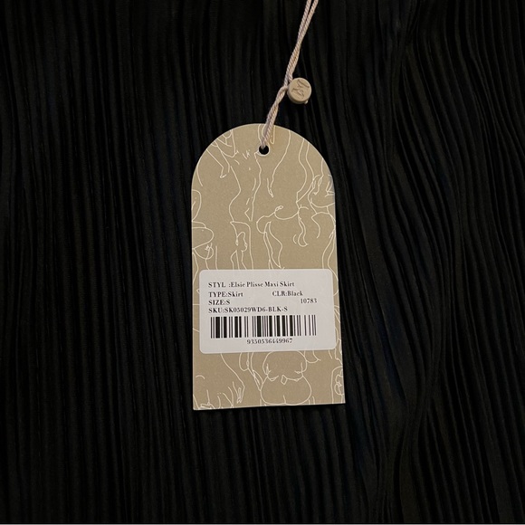 NWT Meshki ELSIE Plisse Maxi Skirt Black small - Picture 9 of 9